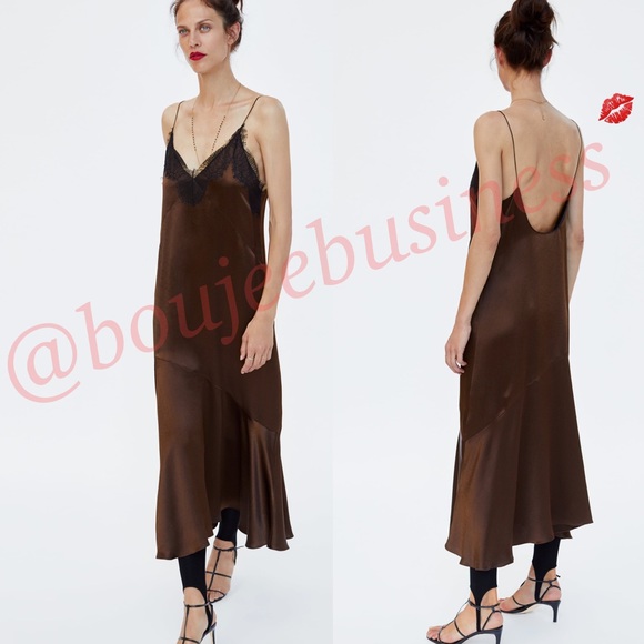 ZARA Lingerie Style Satin Dress - Picture 5 of 8